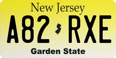 NJ license plate A82RXE