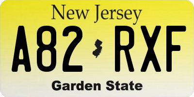 NJ license plate A82RXF