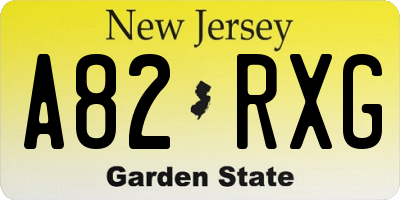 NJ license plate A82RXG