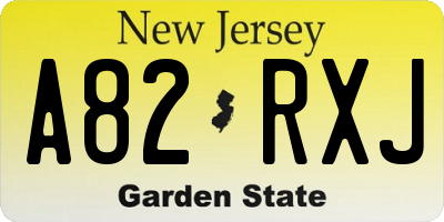 NJ license plate A82RXJ