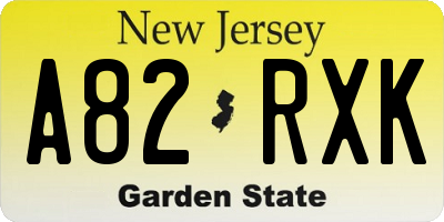 NJ license plate A82RXK