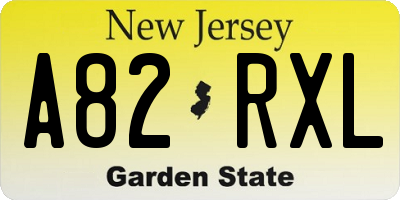 NJ license plate A82RXL