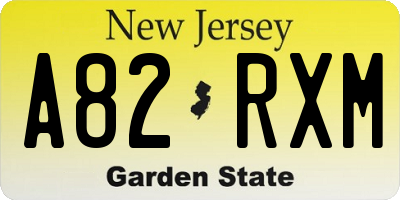 NJ license plate A82RXM