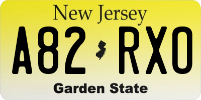 NJ license plate A82RXO