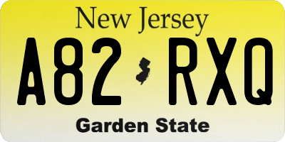NJ license plate A82RXQ