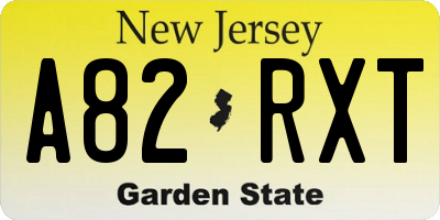 NJ license plate A82RXT