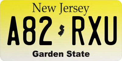 NJ license plate A82RXU