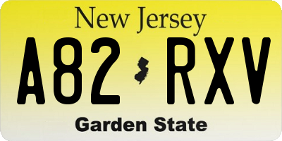 NJ license plate A82RXV