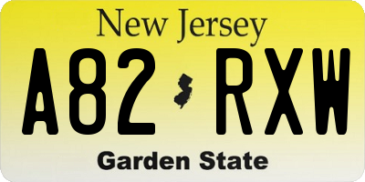 NJ license plate A82RXW