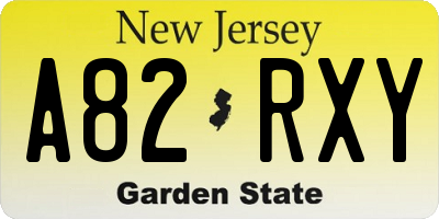 NJ license plate A82RXY