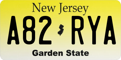 NJ license plate A82RYA