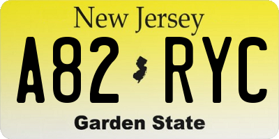 NJ license plate A82RYC