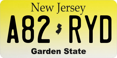 NJ license plate A82RYD