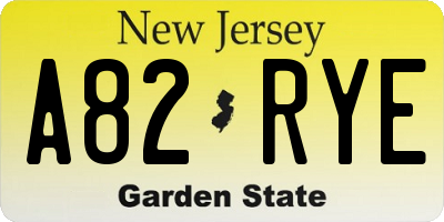NJ license plate A82RYE