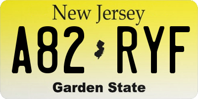 NJ license plate A82RYF