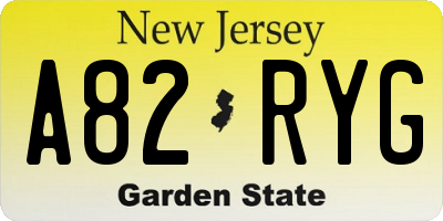 NJ license plate A82RYG