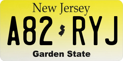 NJ license plate A82RYJ