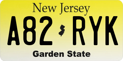 NJ license plate A82RYK