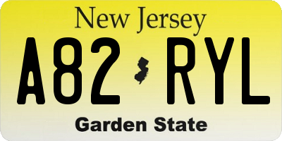 NJ license plate A82RYL