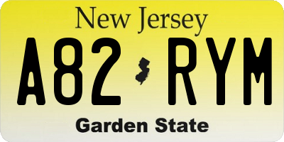 NJ license plate A82RYM