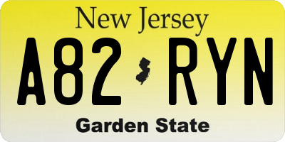 NJ license plate A82RYN