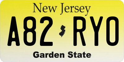 NJ license plate A82RYO