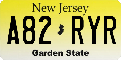 NJ license plate A82RYR