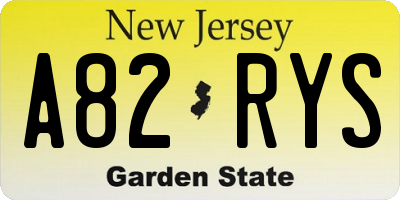 NJ license plate A82RYS
