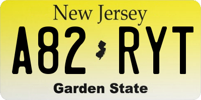 NJ license plate A82RYT