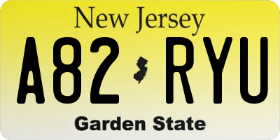 NJ license plate A82RYU