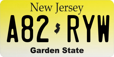 NJ license plate A82RYW