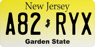 NJ license plate A82RYX