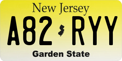 NJ license plate A82RYY