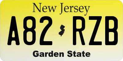 NJ license plate A82RZB