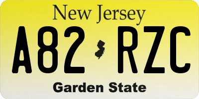 NJ license plate A82RZC