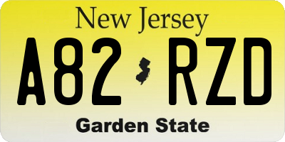 NJ license plate A82RZD