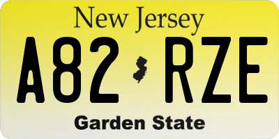 NJ license plate A82RZE