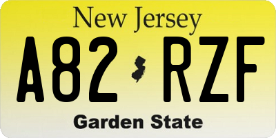 NJ license plate A82RZF