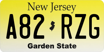 NJ license plate A82RZG
