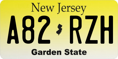 NJ license plate A82RZH
