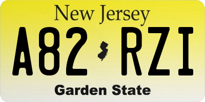 NJ license plate A82RZI