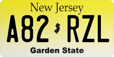 NJ license plate A82RZL