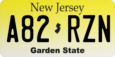 NJ license plate A82RZN