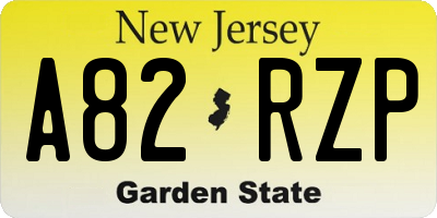 NJ license plate A82RZP