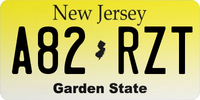 NJ license plate A82RZT