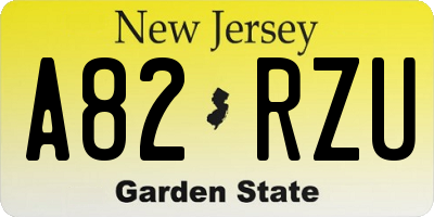 NJ license plate A82RZU