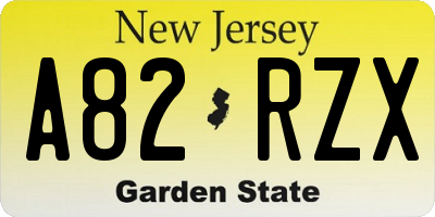 NJ license plate A82RZX