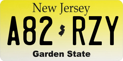 NJ license plate A82RZY