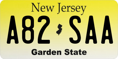 NJ license plate A82SAA