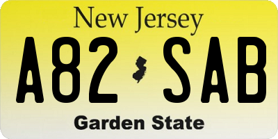NJ license plate A82SAB
